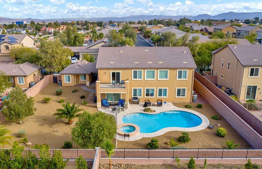 Las Vegas home for sale with views of the strip and mountains in background