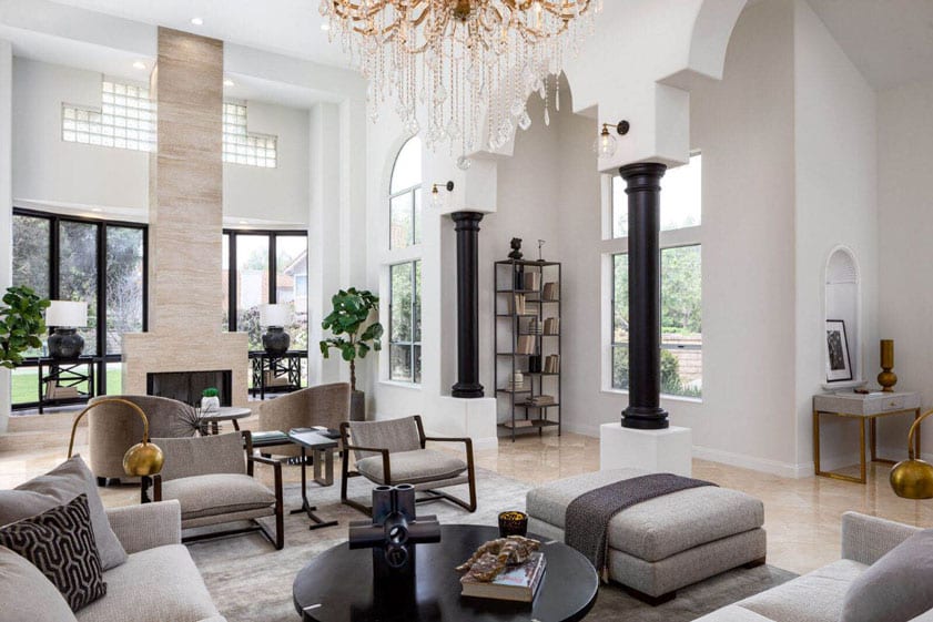 Las Vegas living room featuring black and white modern decor