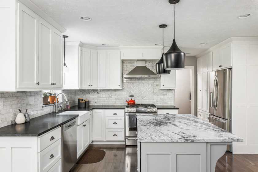 modern kitchen with granite countertops